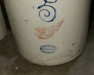 Antique Red Wing Union Stoneware 5 Gallon Crock Good shape