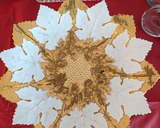 Meissen Germany Gilt Snowflake Leaf Form Serving Plate circa 1900