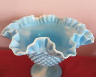 Fenton Hobnail Blue Dish