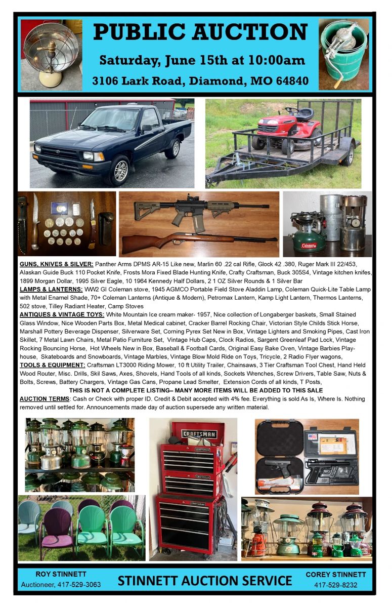 June 15 Joplin Auction Sale Bill