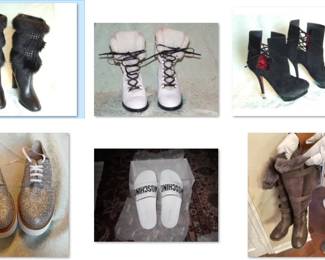 Women's designer shoes (Stuart Weitzman and Moschino).