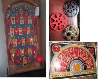 Electrified vintage pinball playing field wall art.