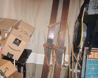 Vintage Wood Skis and Poles
