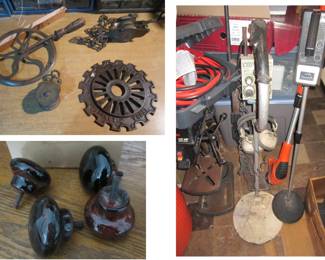 Vintage tools and metal detectors.