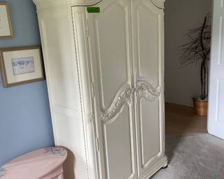 	#47	Soft Creme Antique Armoire w/applique floral details	42X20X81		75.00																							