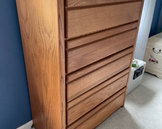 	#45	Oak Tallboy Chest of Drawers - 	33x16.5x46.5		50.00																							