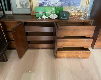 	#4	Mid Century Long Dresser - *as is* needs refinishing/repairs.	66x18x22.5		35.00																							