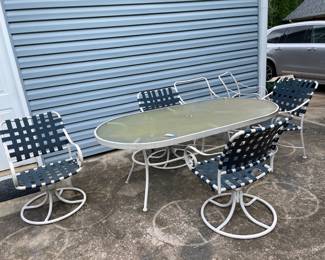 	#43	Patio Table with 4 Chairs and 2 as is.	76x42.5x28		75.00																							