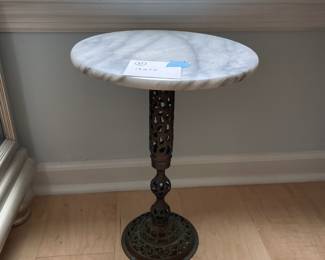 	#31	Marble Top Pierced Brass Plant Stand	12x17		75.00																							