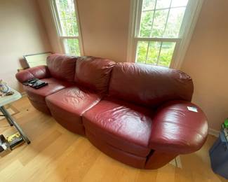 	#20	Burgundy "Leather" Style Sofa 	122x32x35		65.00																							
