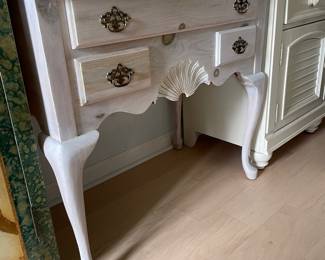  	#2	Queen Anne Style - 3 drawer. White washed side table	35x20x31		30.00																							
