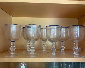 	#131	VTG Mexian Hand Blown Cobalt Blue Water Goblets - 7pcs			24.00																						