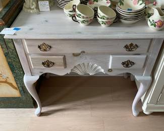  	#2	Queen Anne Style - 3 drawer. White washed side table	35x20x31		30.00																							