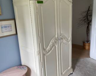 	#47	Soft Creme Antique Armoire w/applique floral details	42X20X81		75.00																							