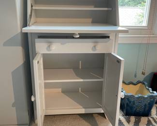 	#73	White Fold-out Secretary desk, 1 drawer, 2 doors	25.5x11.5x38		50.00																							