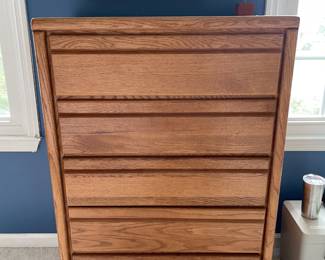 	#45	Oak Tallboy Chest of Drawers - 	33x16.5x46.5		50.00																							