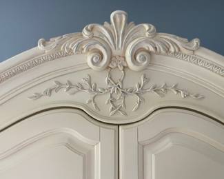 	#47	Soft Creme Antique Armoire w/applique floral details	42X20X81		75.00																							