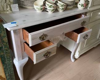  	#2	Queen Anne Style - 3 drawer. White washed side table	35x20x31	30.00																							