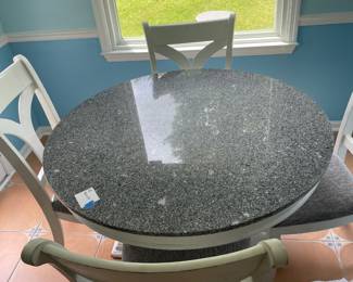 	#8	Round Distressed Kitchen Pedestal Breakfast Table - 4 chairs	46x30		125.00																							