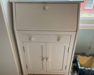 	#73	White Fold-out Secretary desk, 1 drawer, 2 doors	25.5x11.5x38		50.00																							