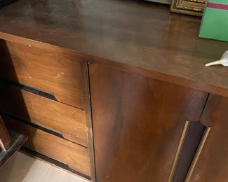 	#4	Mid Century Long Dresser - *as is* needs refinishing/repairs.	66x18x22.5		35.00																							