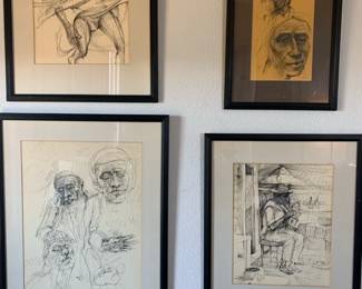 Vintage pen and ink drawings, Burke (?)
