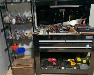Great work bench and lots of tools