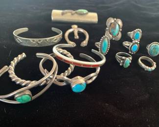 Older unsigned turquoise and sterling jewelry