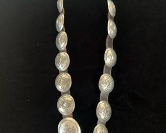 Early - mid 20th C  domed sterling concho belt, 31/ 1/2", would be great as a hatband