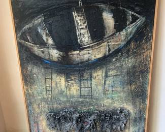 M'Liz Keefe (Taos/Newfoundland) oil/wax on canvas, ca 1980