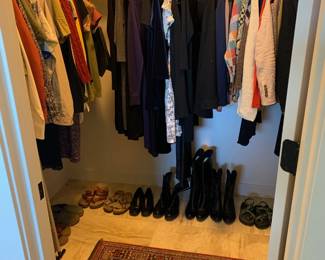 Nice quality women's clothing (size XS and S Eileen Fisher, Calvin Klein, Ralph Lauren, DKNY, etc), shoes (7 1/2 - 9 Born, Teva, Ariat, etc) and accessories 