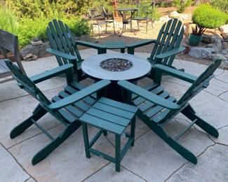 Adirondack chairs with portable gas fire pit