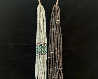 Spectacular 10 strand heishi pueblo wrap necklace, 31 1/2" overall