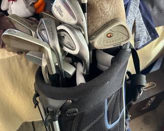 Nice Titleist Bag and Miscellaneous Clubs. 
