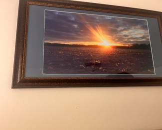 sunset photograph in nice wood frame 