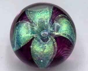 GES Glass Eye Studio 1999 Purple Gold Paperweight