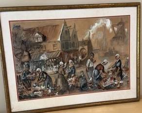 Chalk And Watercolor Midcentury Print