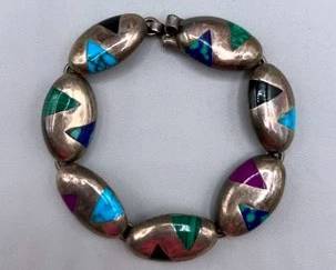 Cii 925 Sterling MultiStone Inlay Bracelet