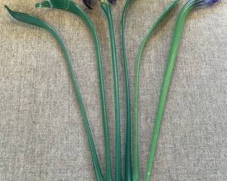 Blown Glass Murano Style Long Stem Flowers
