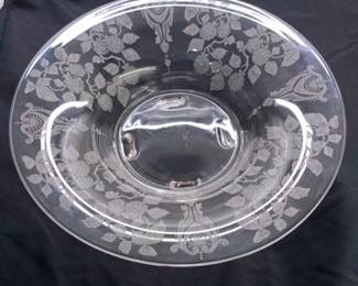 Large Etched Glass Bowl