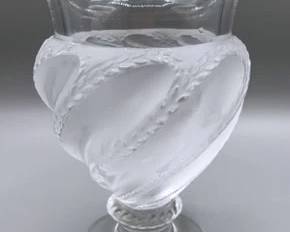 01 Signed Lalique Ermenonville Swirl Pattern Footed Vase