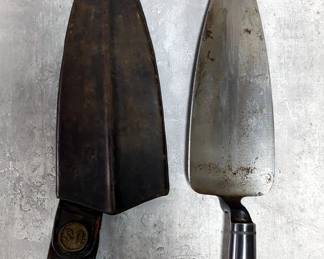 M1873 Trowel Bayonet, In Leather Scabbard With Brass US Rivet, The Trowel Bayonet Was Designed As A Dual-Purpose Bayonet And Entrenching Tool