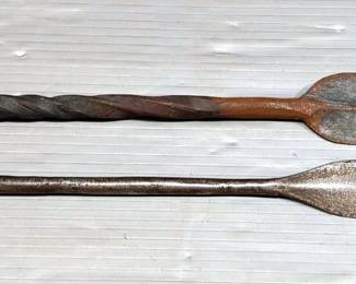 Antique Hand-Forged Spear Heads, Qty 2, 21" And 19.5" Long