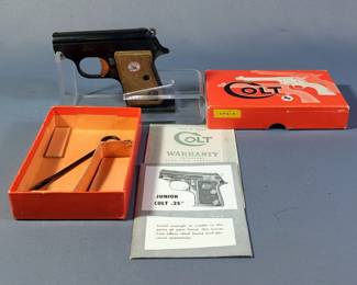 Colt Junior .25 Cal Pistol SN# 41933CC, Made In Spain, Paperwork, In Box