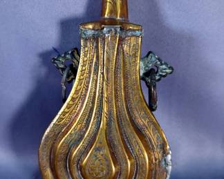 19th Century Moroccan Metal Powder Flask