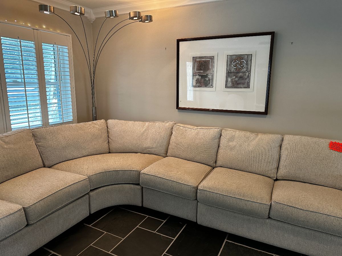 Greystone fabric three piece curve sectional