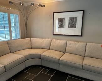 Greystone fabric three piece curve sectional