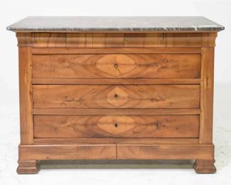 LOUIS PHILIPPE MARBLE TOP WALNUT CHEST