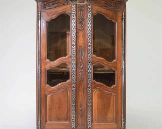 LOUIS XV WALNUT DOUBLE DOOR ARMOIRE