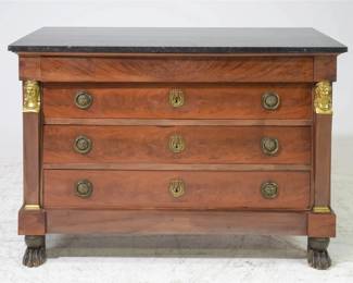FRENCH EMPIRE MARBLE TOP MAHOGANY CHEST